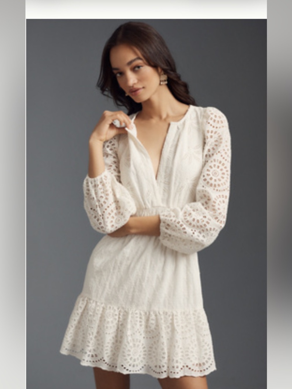 NWT Anthropologie Cream Long Sleeve Somerset Dress, XS